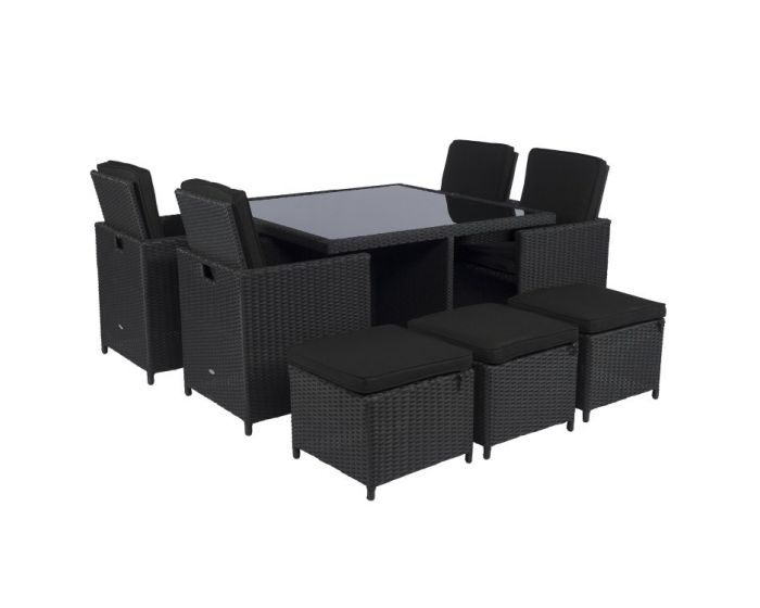 Observatorium geur Wortel Dining loungeset "Cube" wicker zwart - Pure Garden & Living | Heuts.nl