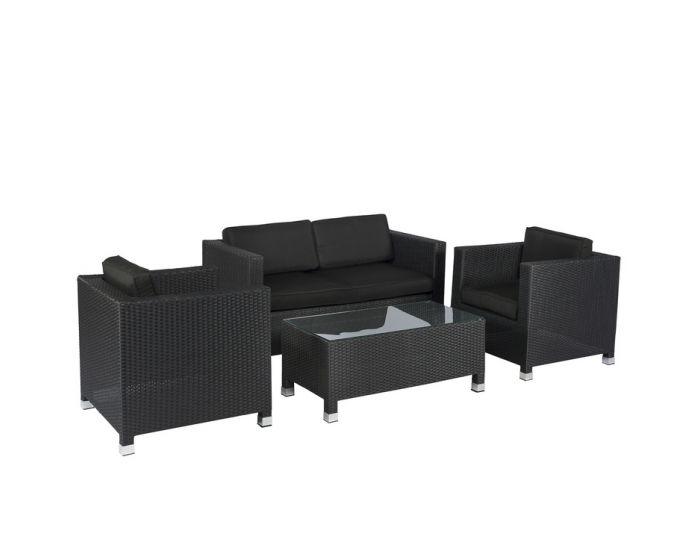 plus Lionel Green Street animatie Loungeset wicker zithoek zwart | Heuts.nl