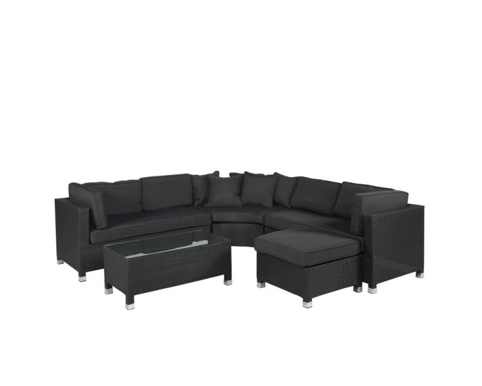 Aan boord Jumping jack ethiek Loungeset luxe hoekbank wicker "Mississippi" zwart - Pure Garden & Living |  Heuts.nl