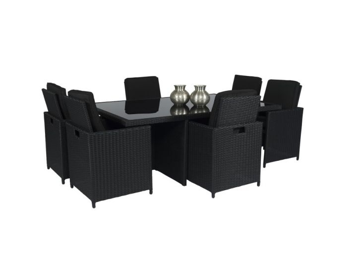 Dining loungeset "Cube 6 wicker zwart - Pure Garden & Living | Heuts