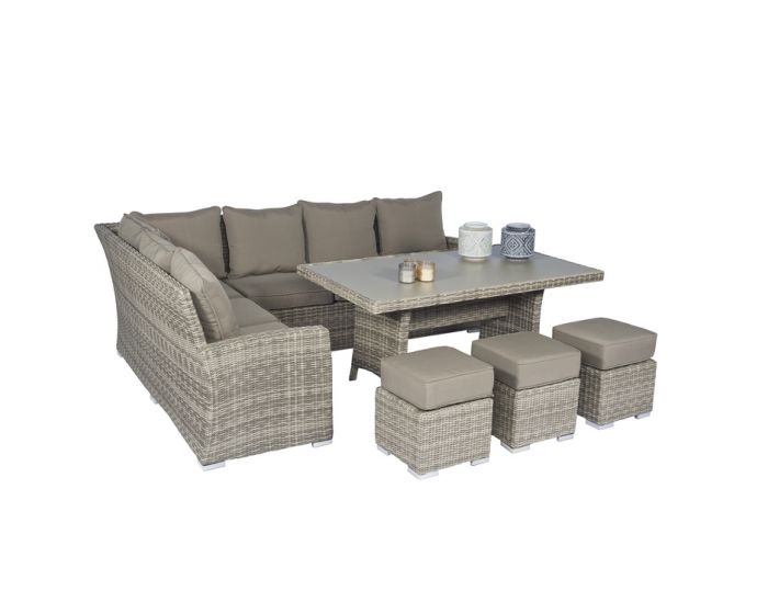 verschijnen Startpunt tobben Hoekbank loungeset wicker "Monaco" Cappucino beige - Pure Garden & Living |  Heuts