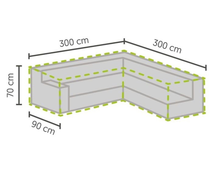 Hoekbank hoes dining 230 x 230 x 80 H: 90/65 cm