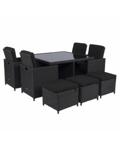 Dining loungeset "Cube" wicker zwart - Pure Garden & Living