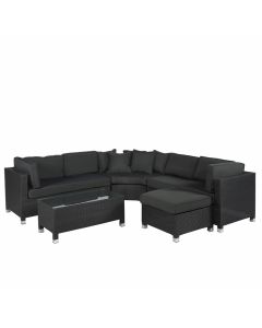 Luxe hoekbank "Mississippi"Loungeset Wicker - zwart - Pure Garden & Living