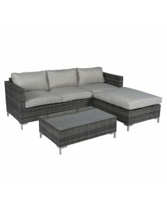 Loungeset wicker met Chaise Longue  "Chili" -  Bruin/Grijs - Pure Garden & Living