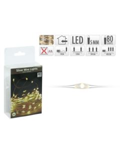 Zilverdraad 80LED warm wit