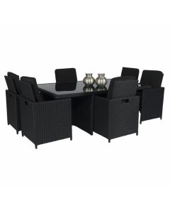 Dining loungeset "Cube XL" 6 personen wicker zwart - Pure Garden & Living