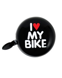 Dresco fietsbel dingdong 'I love my bike' Zwart 60mm