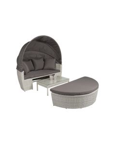 Loungebed Wicker "Santorini" Grijs - Pure Garden & Living