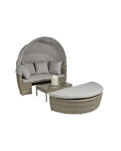 Loungebed Wicker Eiland "Santorini" - Naturel Taupe - Pure Garden & Living