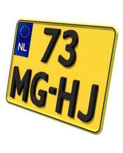 Motorkentekenplaat NL EU Geel de Luxe - rechthoekig