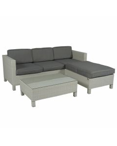 Loungebank "Lima" 3-zits wicker - Lichtgrijs