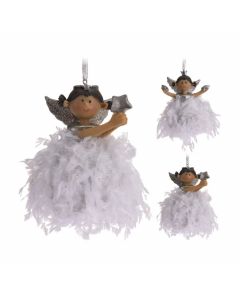 Hangdecoratie Engel verenrok 11cm 2 soorten
