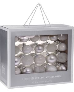 Set van 42 Witte Kerstballen - Mat en Glans Gemengd