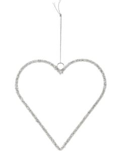 Hangdecoratie hart 10 cm zilver
