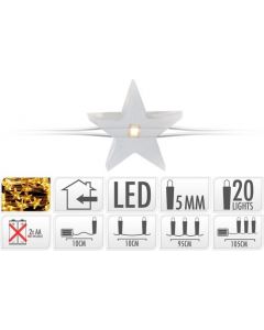 Zilverdraad met sterverlichting - 20 LEDs