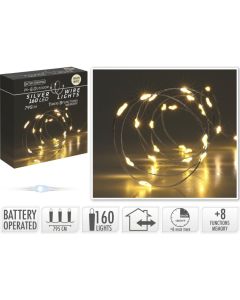 Zilverdraad 160LED WW Timer