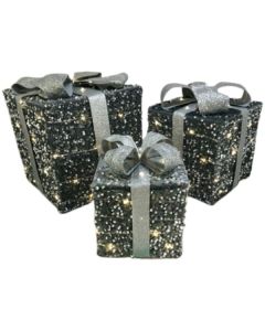Decoratieve LED kado-set - grijs/zilver