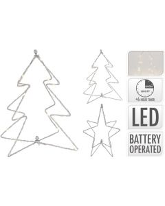 LED Kerstboom of ster zilver 25 cm - 2 Soorten