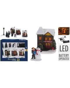 Kerstdorp met verlichting 10-delig