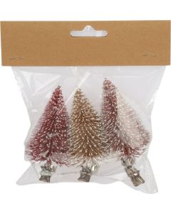 Kerstboompje 7cm op knijper - 3 stuks