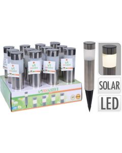 Solarlamp RVS 6x37 cm per stuk