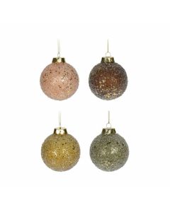 Kerstbal met sterren 80mm - per stuk