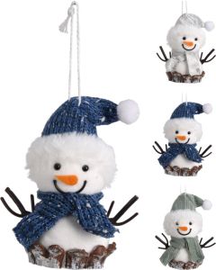 Hangdecoratie sneeuwpop 11cm - diverse kleuren