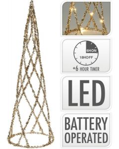 LED-verlichte piramidevorm 40cm goud