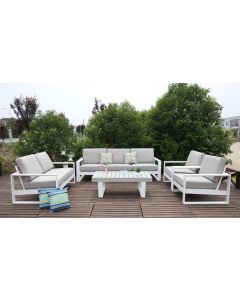 3-Zitsbank + Tafel Quatar Loungeset - Wit