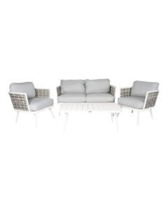 Stoel-bank loungeset "Yvonne" - Wit - Pure Garden & Living