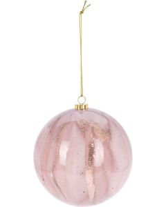 Kerstbal 10cm marmer-roze - per stuk