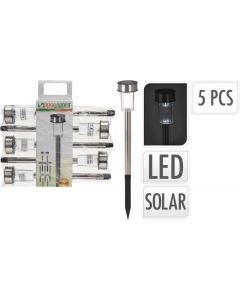 Solarlamp RVS set 5 stuks