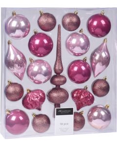Kerstballen set 19 stuks roze