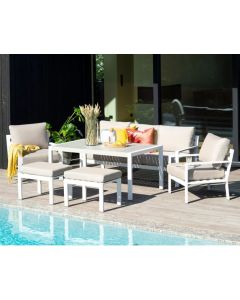 Dining Loungeset "Eva" - aluminium wit - Pure Garden & Living