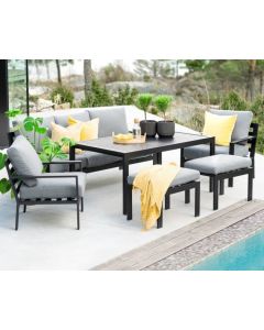 Dining Loungeset "Eva" - aluminium grijs - Pure Garden & Living 