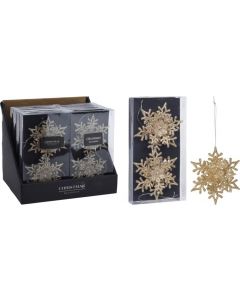 Hangdeco sneeuwvlok 11cm 2 stuks