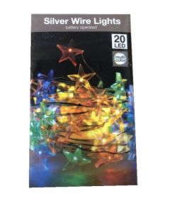 Silver wire lights Sterren 20 LED