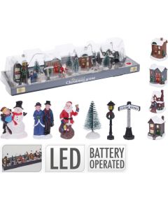 Kerstdorp met LED-verlichting 14-delig