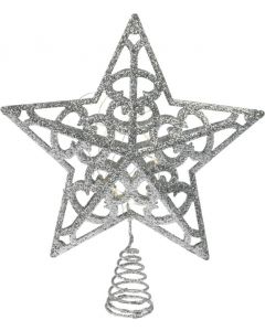 Kerstboompiek ster 28 cm zilver