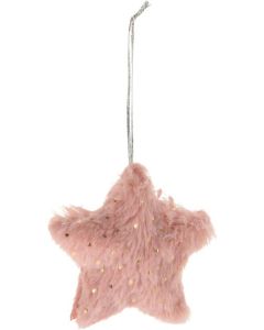 Hangdeco ster met bont 100mm - per stuk