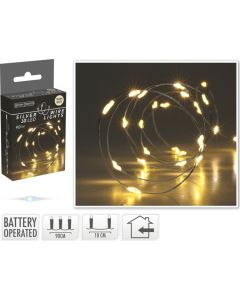 Zilverdraad knoopcel 10LED WW
