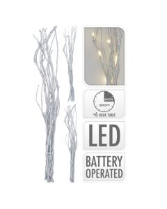 Kerst Takkenbos zilver 12 LED - 40 cm