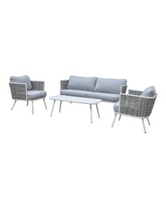 Stoel-bank loungeset "Yvonne" - Wit - Pure Garden & Living