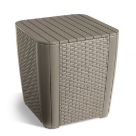 Allibert by Keter California 2-zits tuinbank voor balkon en terras, inclusief zitkussens en rugkussens, ronde rotanlook, lounge tuinmeubelen, grijs, 141 x 68 x 72 cm