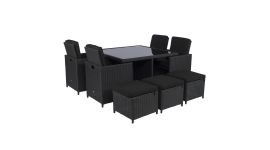 Dining loungeset "Cube" wicker zwart - Pure Garden & Living