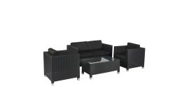 Zithoek "Bari" Loungeset wicker - Zwart- Pure Garden & Living