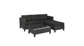 Wicker Loungeset Zwart | Hoekbank | Tuinset