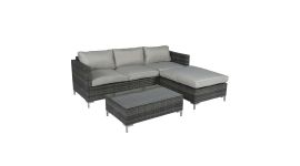 Loungeset wicker met Chaise Longue  "Chili" -  Bruin/Grijs - Pure Garden & Living