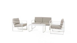 "Dubai" Loungeset Zithoek Aluminium - Wit - Pure Garden & Living